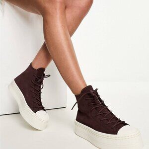 Converse Chuck Taylor All Star Platform Hi Tops Dark Brown Suede Size 7